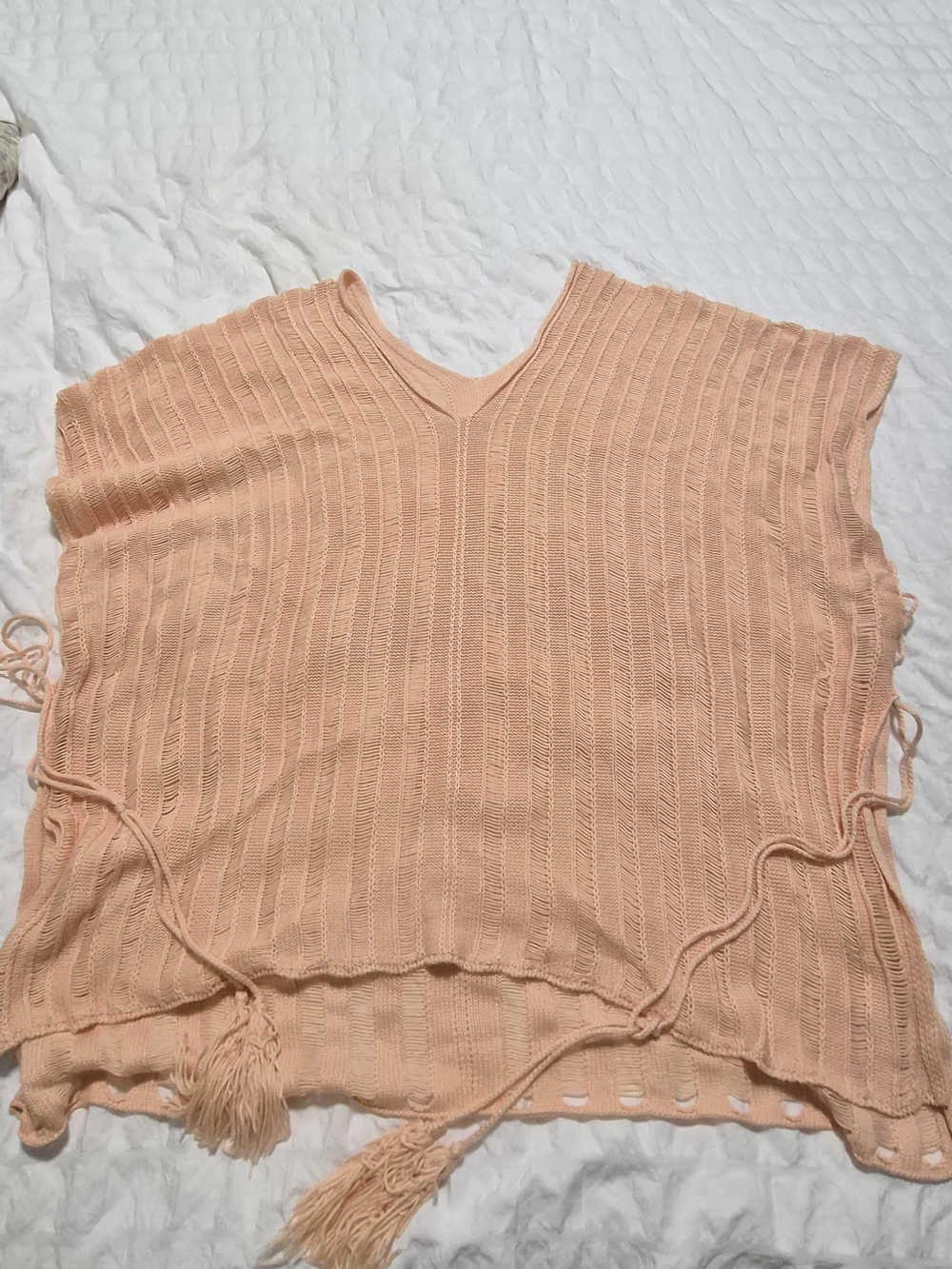 Women's Peach Knit V-Neck Swim Cover-up